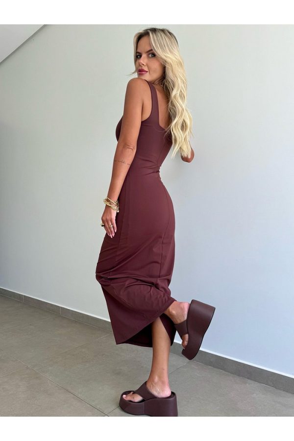 Vestido Super Midi Louise Brown Coffee - Imagem 4