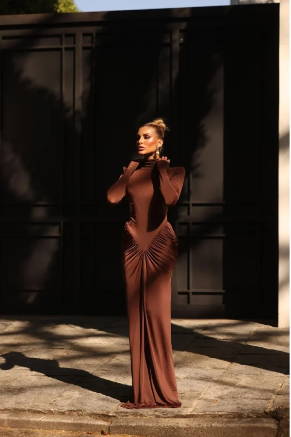 Vestido Longo Yume Marrom