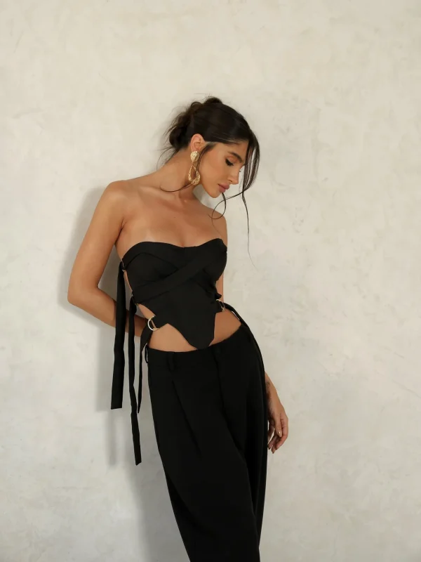 Cropped Coração Nadelly Preto