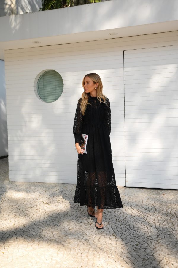Vestido Renda Midi Preto - Imagem 3