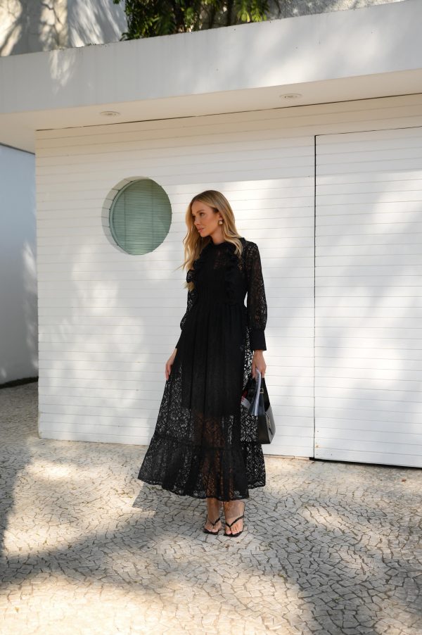 Vestido Renda Midi Preto - Imagem 2