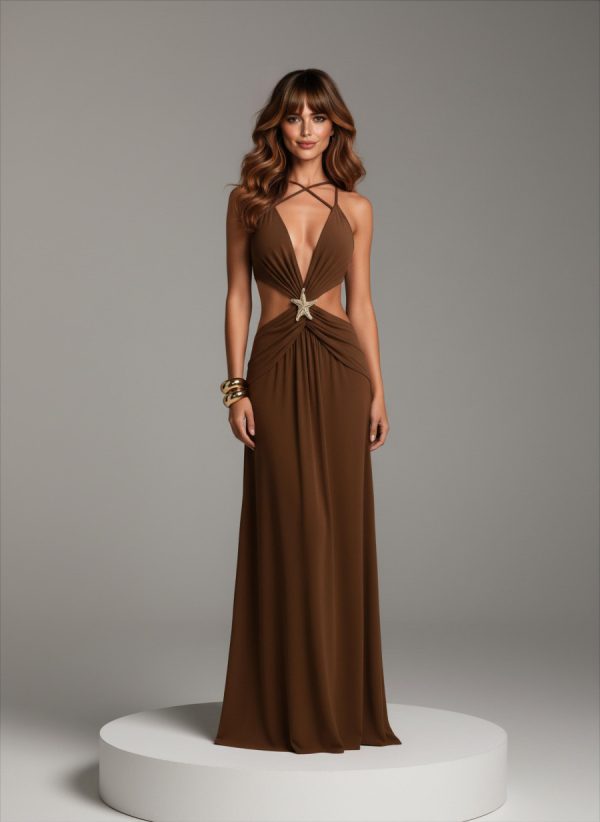 Vestido Longo Sereia Summer Marrom - Imagem 2