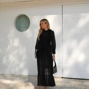 Vestido Renda Midi Preto