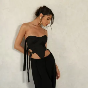 Cropped Coração Nadelly Preto