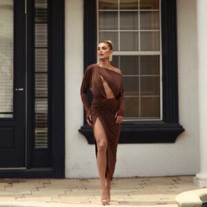 Vestido Midi Arrais Marrom