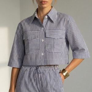 Camisa Cropped Listrada Noblessed