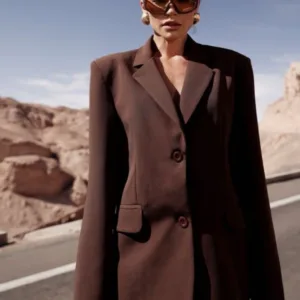 Maxi Blazer Alfaiataria Marrom