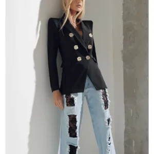Blazer Acinturado Jazz Preto