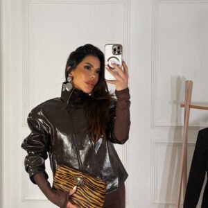 Jaqueta Bomber Rebeca Glamorous Marrom