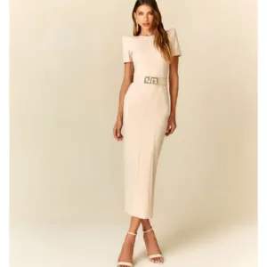 Vestido Vice e Versa Midi Elga Nude