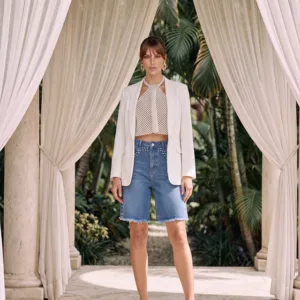 Bermuda Jeans Cecília Pérolas