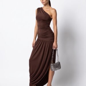Vestido One Shoulder Maiorca Marrom
