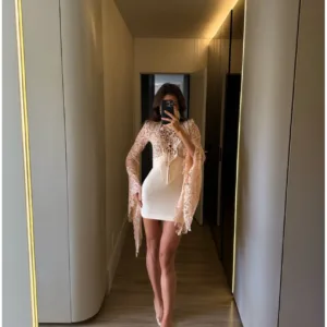 Vestido Curto Ávila Renda Nude