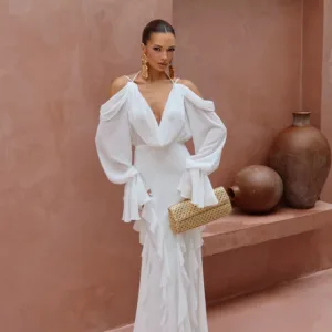 Vestido Longo Vice e Versa Ruiz Off White
